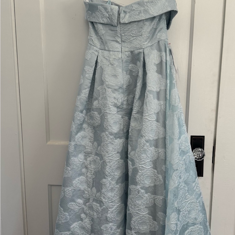Azazie Strapless A-Line Dress in Light Blue - Picture 3 of 4